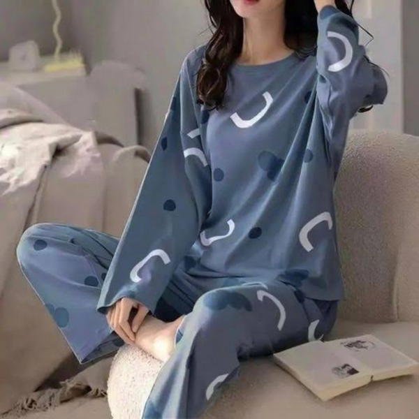 Blue Abstract Print Women's Pajama Set