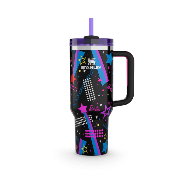 Stanley Quencher H2.0 FlowState™ Tumbler – 40 oz (Barbie Neon Stars Black Edition)