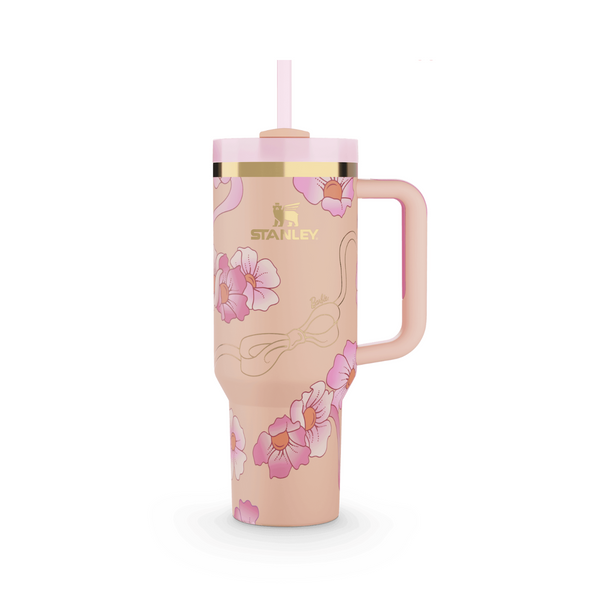 Stanley Quencher H2.0 FlowState Tumbler – 40 oz (Barbie™ Floral Pink Limited Edition)