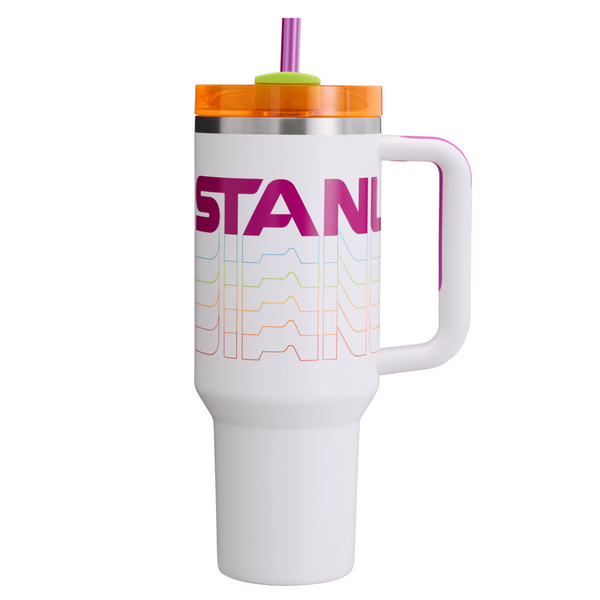 Stanley Quencher H2.0 FlowState™ Tumbler – 40 oz (Retro Rainbow Gradient Edition)
